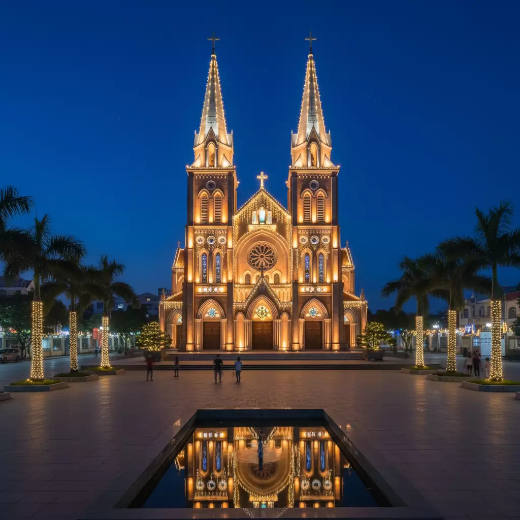 Nhà Thờ Phú Cường Bình Dương: Check-in Ban Đêm Lung Linh Như Trời Âu