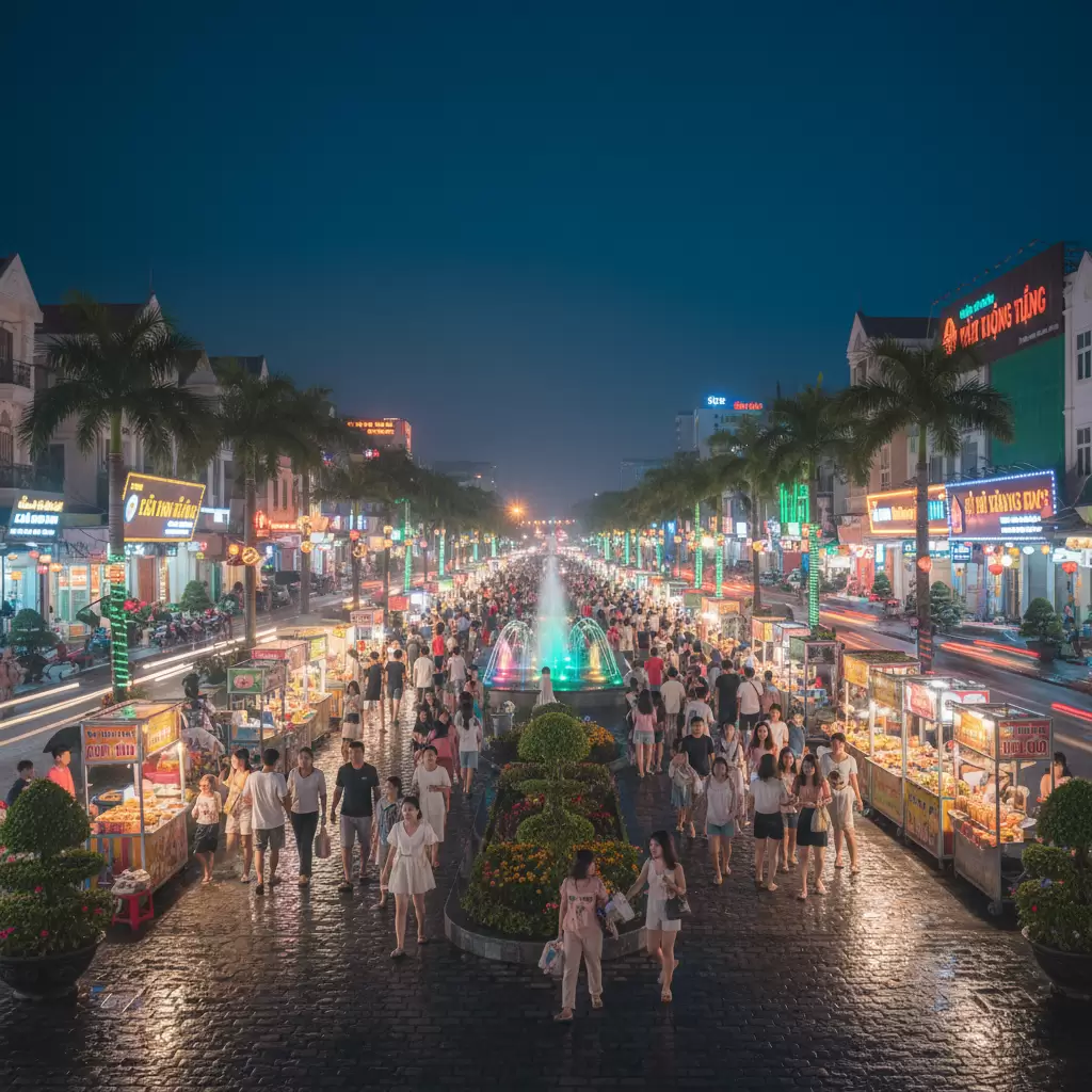 Phố đi bộ Bạch Đằng là điểm đến yêu thích của giới trẻ vào mỗi tối