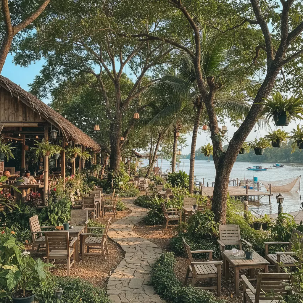 Phong cách sân vườn mộc mạc mang đến không gian gần gũi và ấm cúng cho các buổi tụ họp