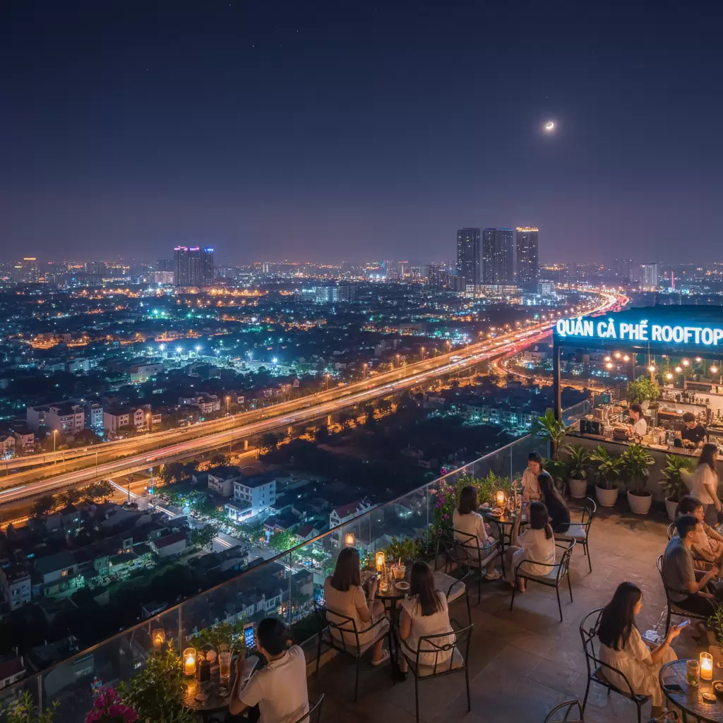 Không gian rooftop cực chill là lựa chọn hàng đầu cho các buổi tiệc sinh nhật buổi tối