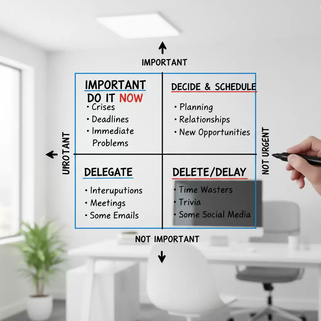 gemini_image_1769831456 Ma trận Eisenhower giúp sinh viên phân loại và ưu tiên công việc một cách khoa học